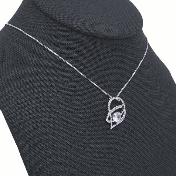 925 Silver Womens 1ct Diamond Heart Pendant Necklace Ladies New 16" 18" Jewelry - Picture 3 of 6